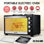 Maxkon 60L Portable Oven Electric Convection Toaster with Rotisserie & Hotplates Black