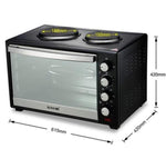 Maxkon 60L Portable Oven Electric Convection Toaster with Rotisserie & Hotplates Black