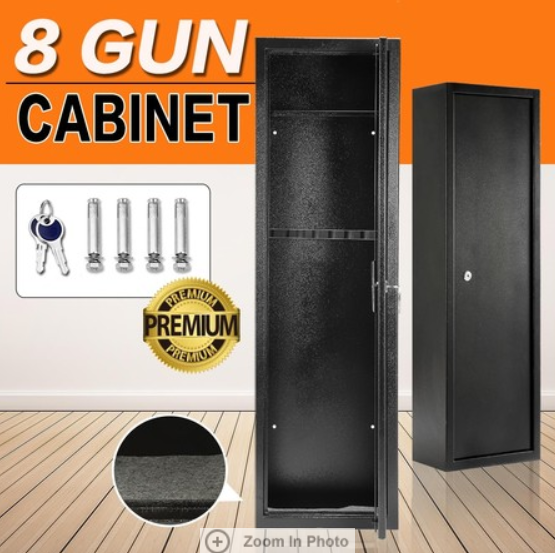 8 Gun Safe Firearm Rifle Storage Lockable Steel Cabinet