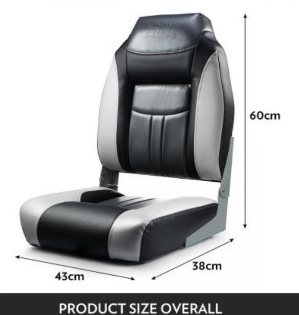 OGL Set of 2 Marine Folding Boat Seats Fishing All weather Swivel Chairs Black