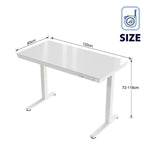 Electric Standing Desk 120 x 60cm – White Glass, Returned Stock