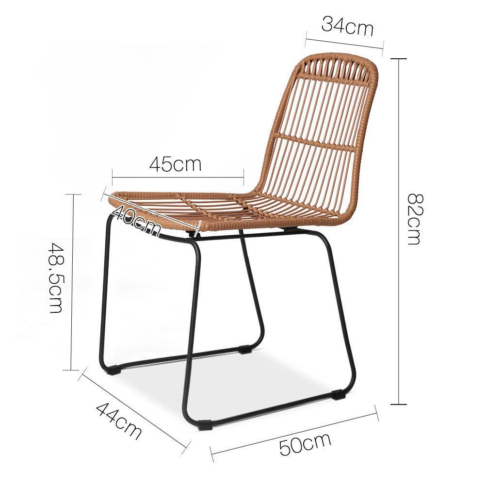 Artiss 4x Wicker Dining Chairs Outdoor Furniture Rattan Garden Patio Cafe Brown