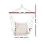 Gardeon Hammock Chair Hanging Rope Outdoor Camping Portable Swing Hammocks Cream
