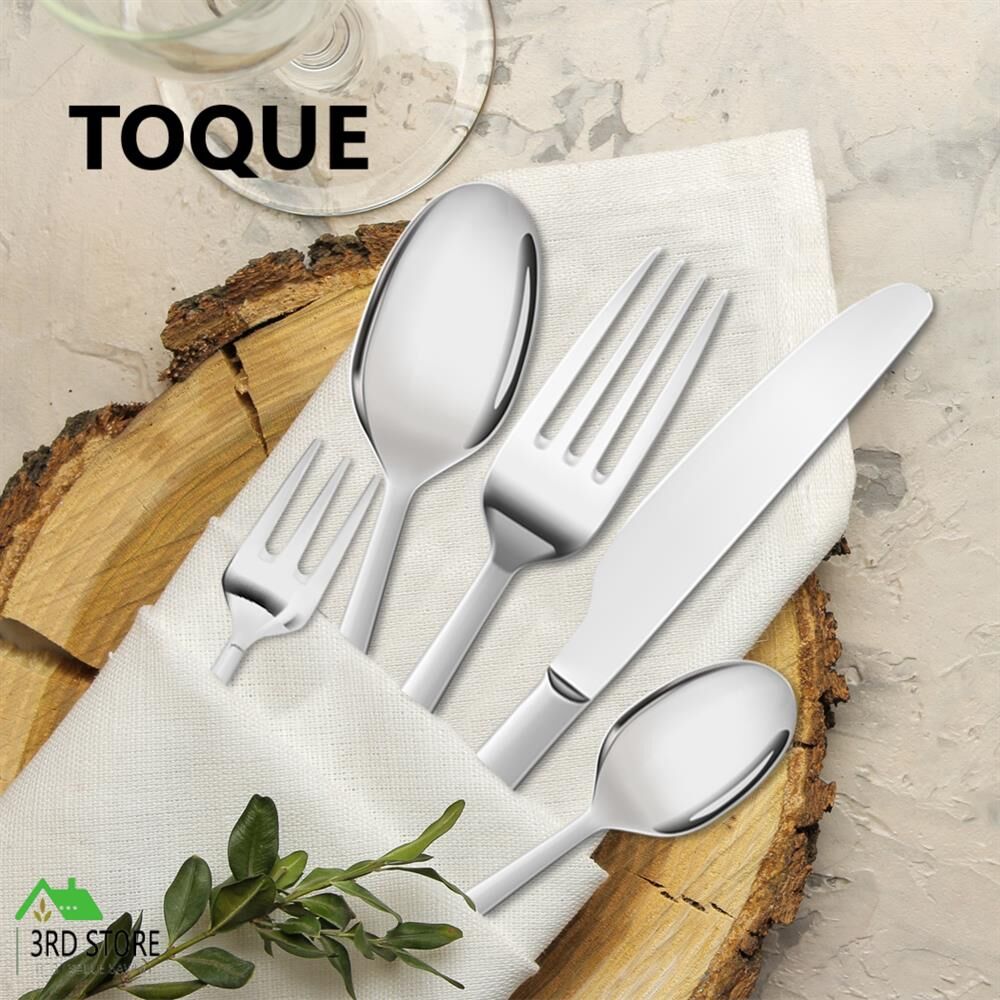 Cutlery Set Knife Fork Spoon Tableware Set Glossy Silver Stainless Steel 30pcs
