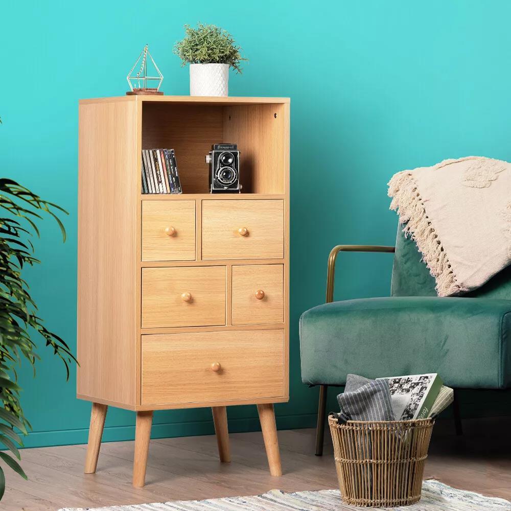 Furb 5 Drawers Display Shelf Storage Cabinet Tallboy Table Stand Living Room