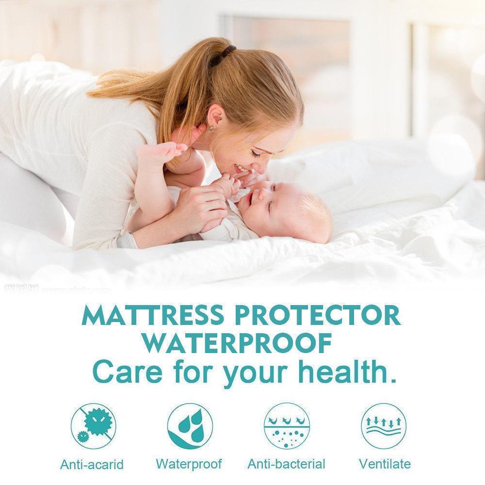 DreamZ Fully Fitted Waterproof Bamboo Fibre Mattress Protector in Double Size