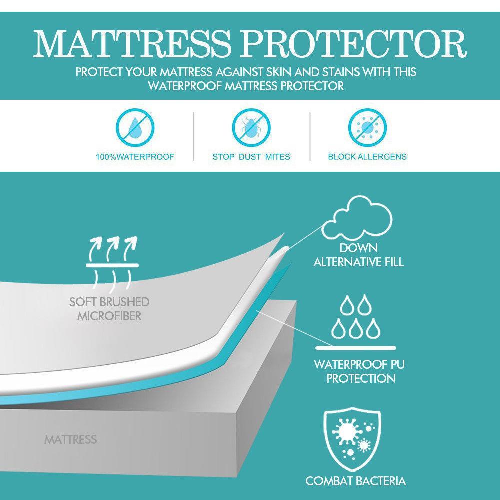 DreamZ Fully Fitted Waterproof Bamboo Fibre Mattress Protector in Double Size