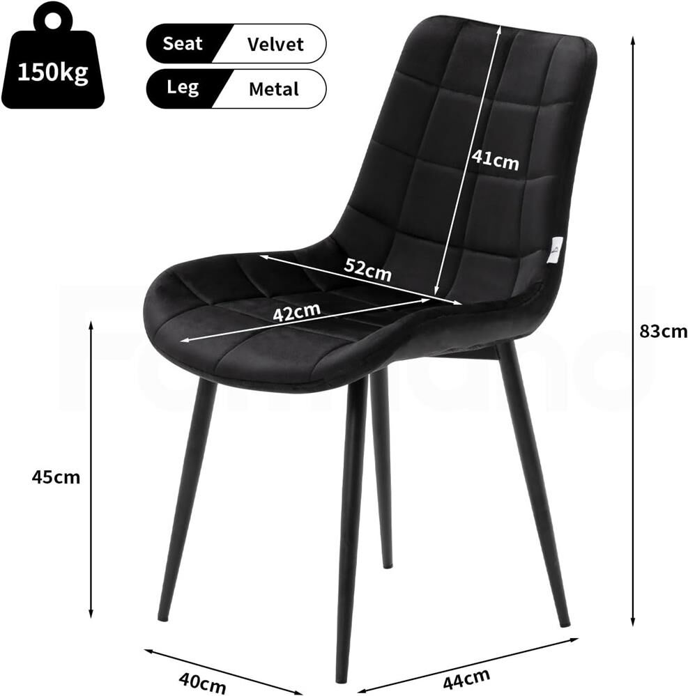 Familand Velvet Dining Chairs Set of 4 Living Room Kitchen Accent Chair Armless