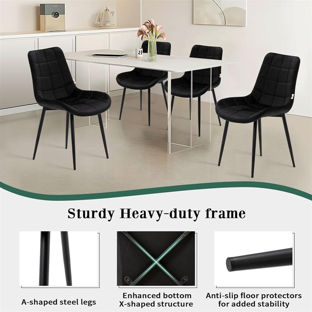 Familand Velvet Dining Chairs Set of 4 Living Room Kitchen Accent Chair Armless