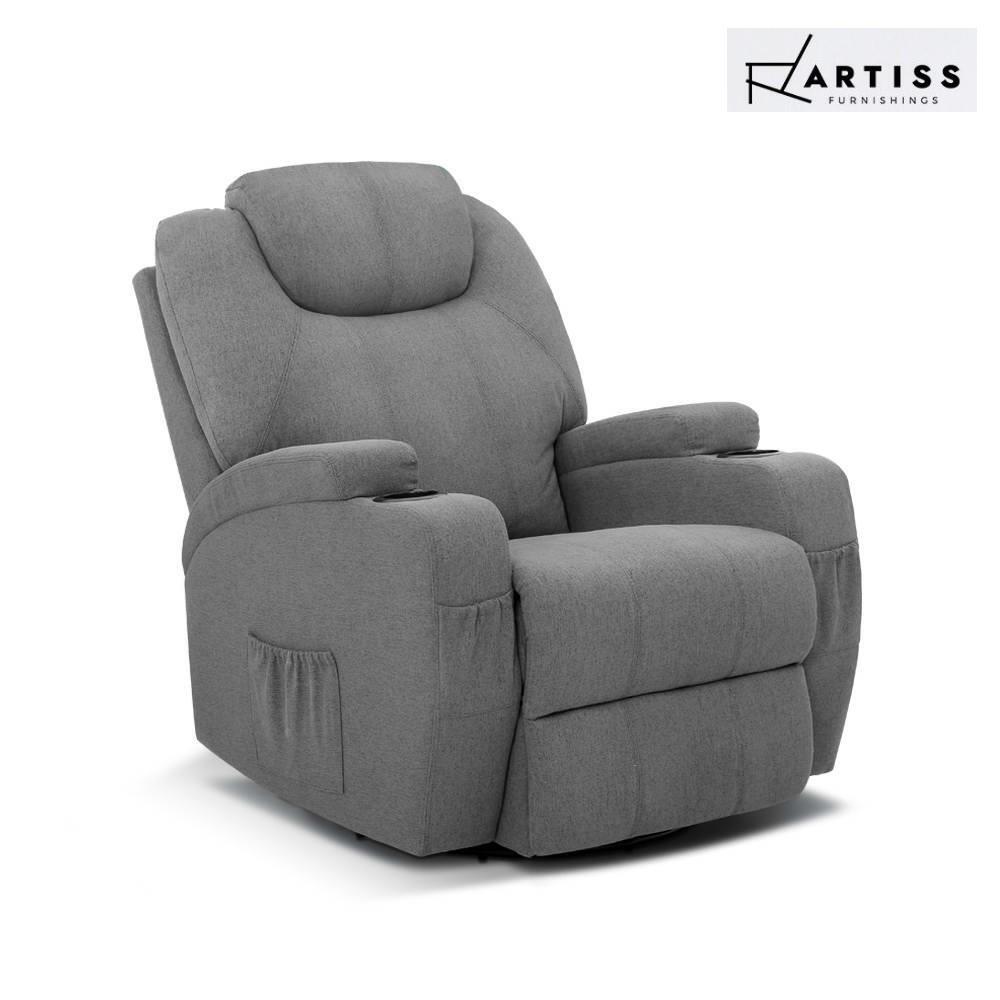 Artiss Recliner Chair Electric Massage Chairs Lounge Sofa Armchair Heated Fabric