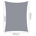 Instahut Sun Shade Sail Cloth Shadecloth Awning Shade Canopy Rectangle 280gsm