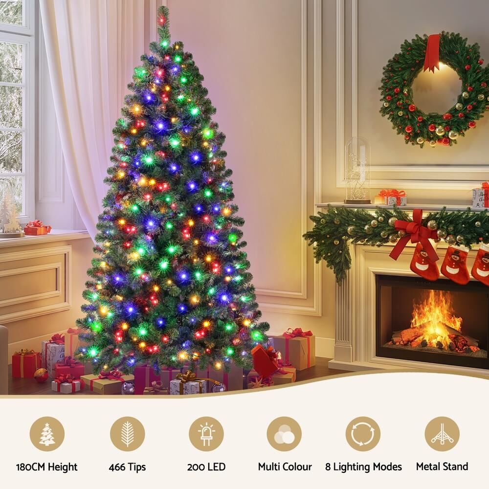 Jingle Jollys Christmas Tree 1.8M LED Corner Xmas Tree Half 8 Modes Multi-color