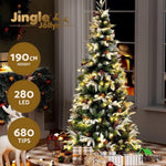 Jingle Jollys 190cm Snow-Flocked LED Christmas Tree – Returned Stock